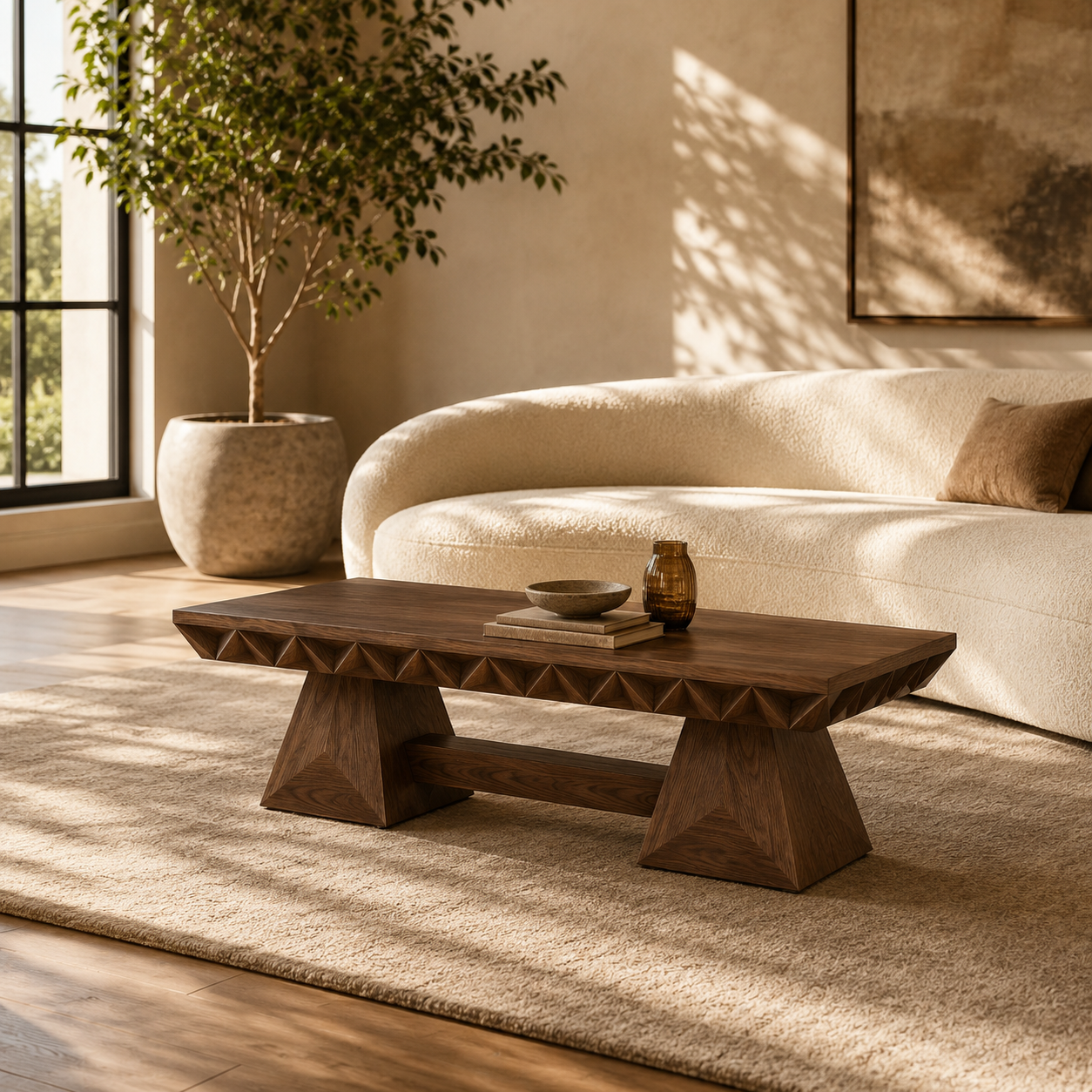Resina Live Edge Solid Wood Coffee Table With Resin For Living Room