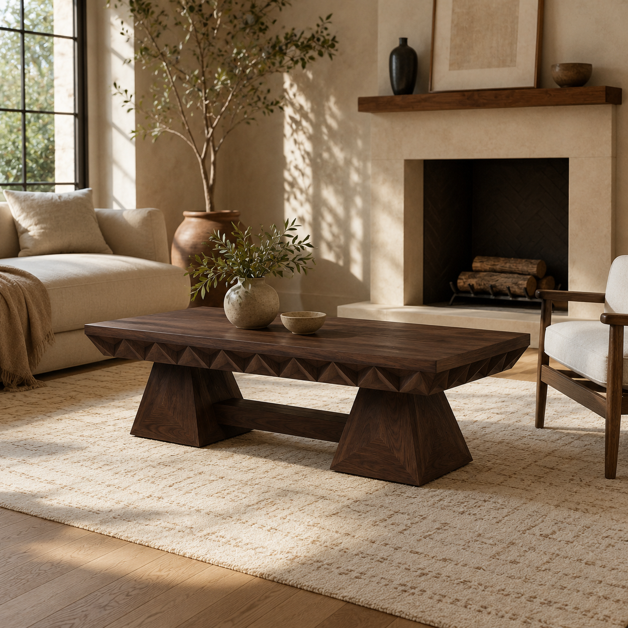 Resina Live Edge Solid Wood Coffee Table With Resin For Living Room