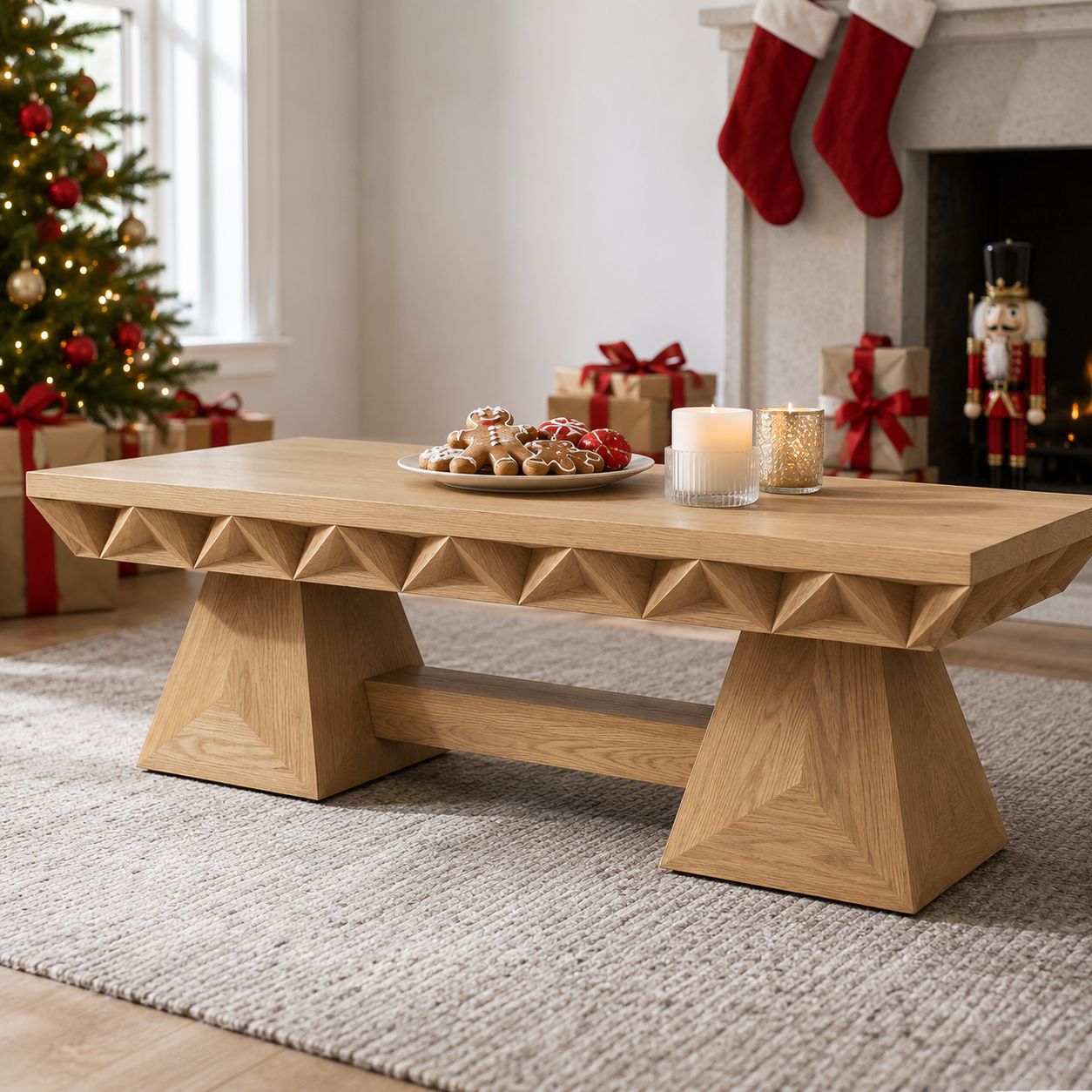 Resina Live Edge Solid Wood Coffee Table With Resin For Living Room