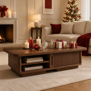 Casper Fluted-Door Solid Wood Coffee Table For Living Room