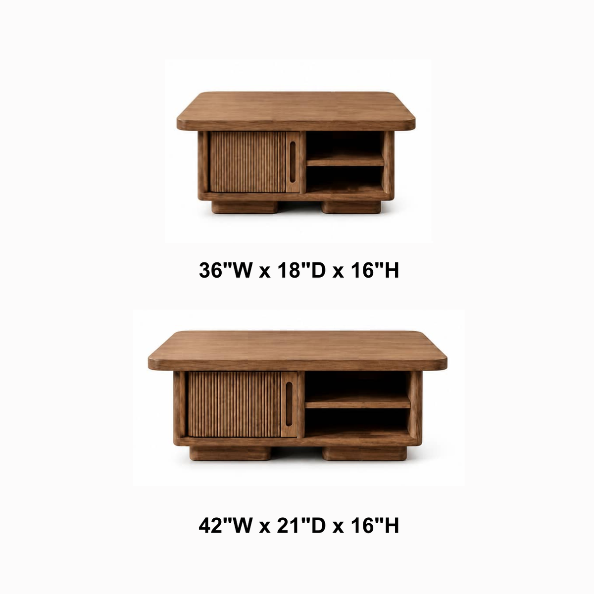Casper Fluted-Door Solid Wood Coffee Table For Living Room