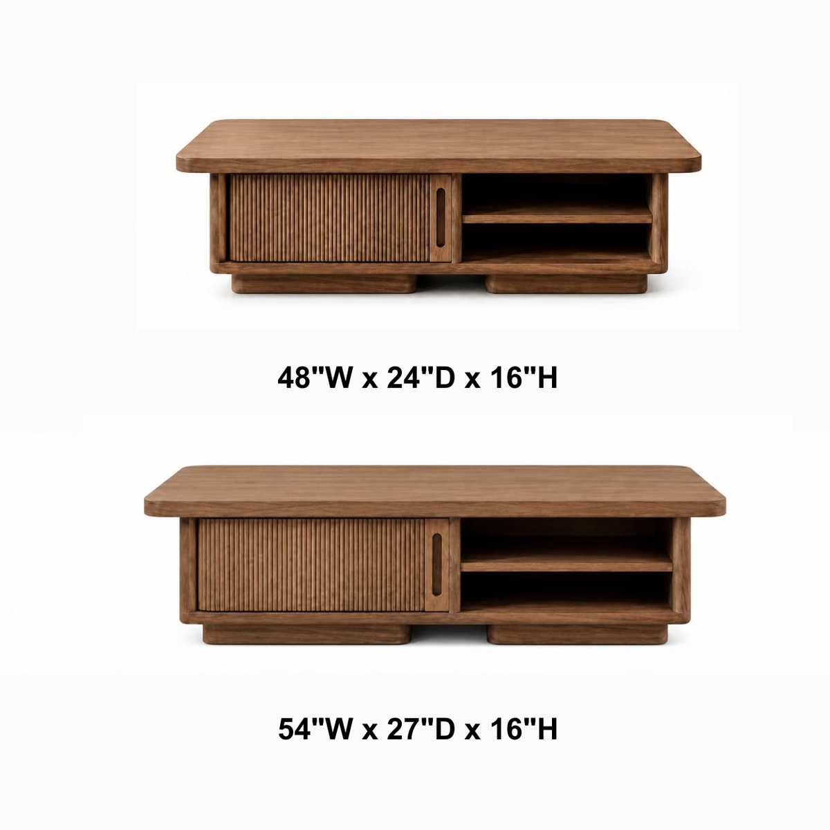 Casper Fluted-Door Solid Wood Coffee Table For Living Room