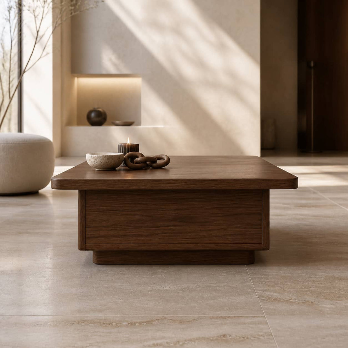 Casper Fluted-Door Solid Wood Coffee Table For Living Room