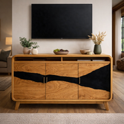 Sculptural Sideboard Media Console with Live Edge Design