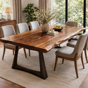 Live Edge Dining Table with Natural Wood Finish and Sleek Design