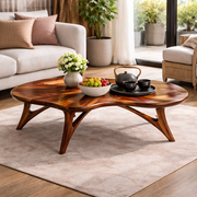 Handcrafted Solid Wood Coffee Table With Sculptural Curved Base