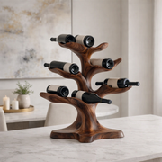 Sculptural Wooden Wine Rack with Organic Branch Design