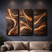 Handcrafted Wooden Wall Art with Flowing Organic Design