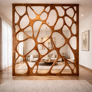 Handcrafted Solid Wood Room Divider, Organic Cutout Statement Screen