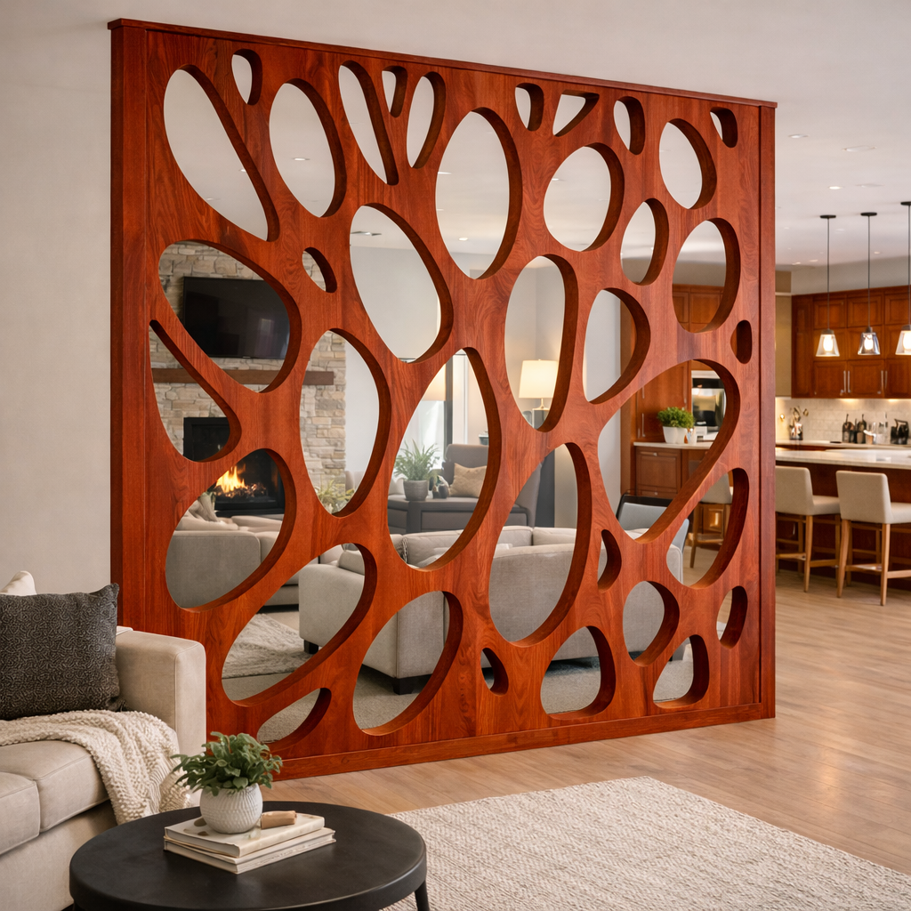 Handcrafted Solid Wood Room Divider, Modern Organic Space Divider
