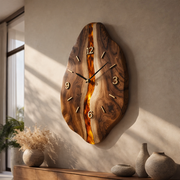 Handcrafted Solid Wood Wall Clock, Live Edge Sculptural Design