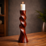 Twisted Solid Wood Candle Stand For Elegant Accent Display