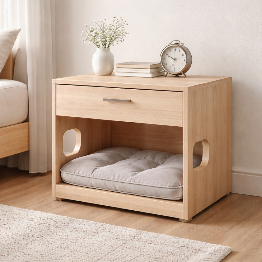 Modern Nightstand With Integrated Pet Bed