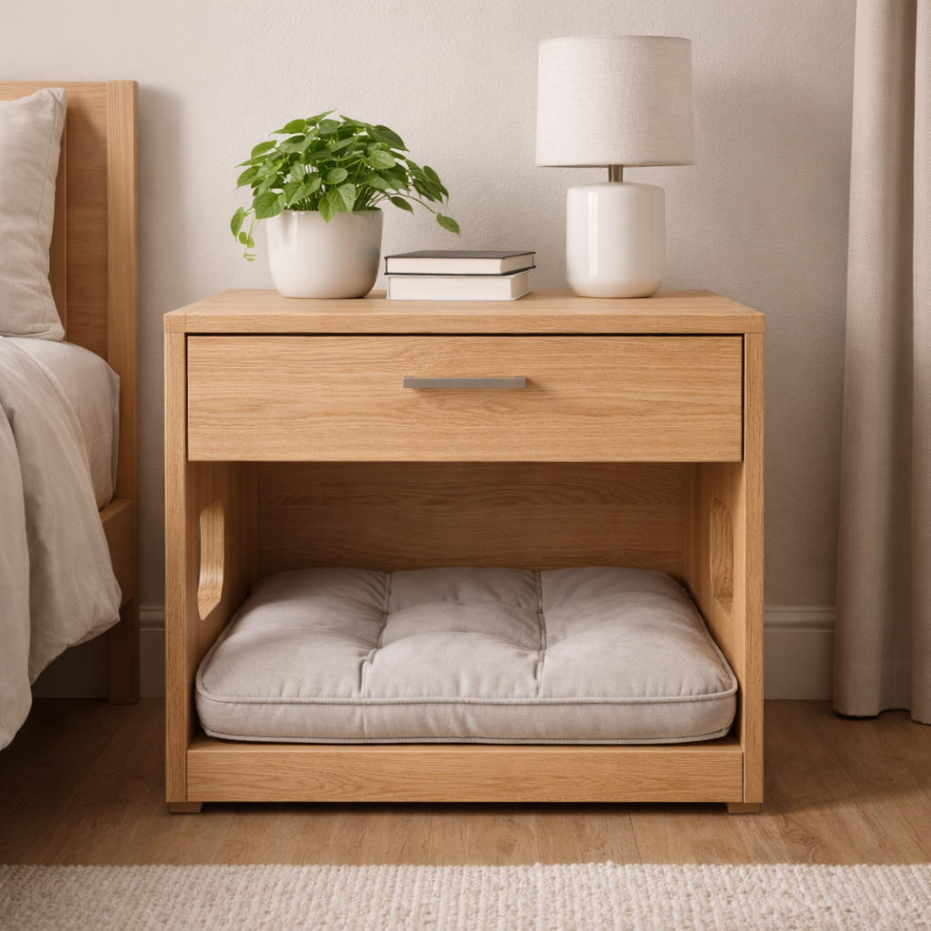 Modern Nightstand With Integrated Pet Bed