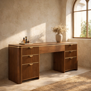 Handmade Wood Vanity Table With Fluted Drawers