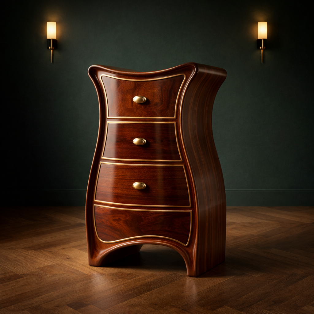 Curved Solid Wood Drawer Chest With Sculpted Silhouette