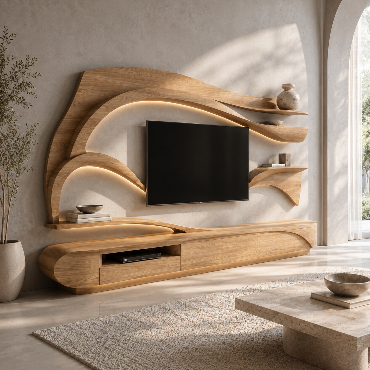 Sorello Live Edge Solid Wood TV Stand For Living Room