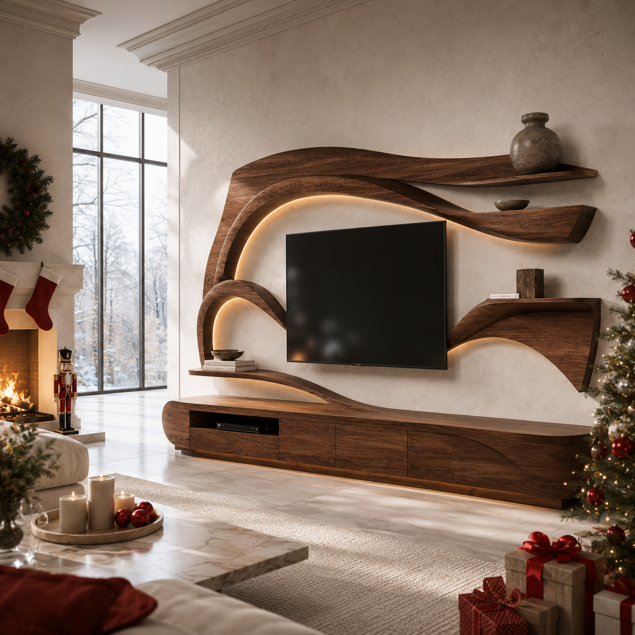 Sorello Live Edge Solid Wood TV Stand For Living Room