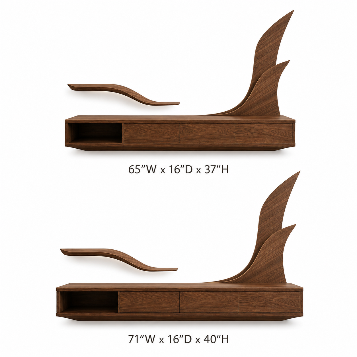 Kelden Black Inlay Solid Wood TV Console For Living Room