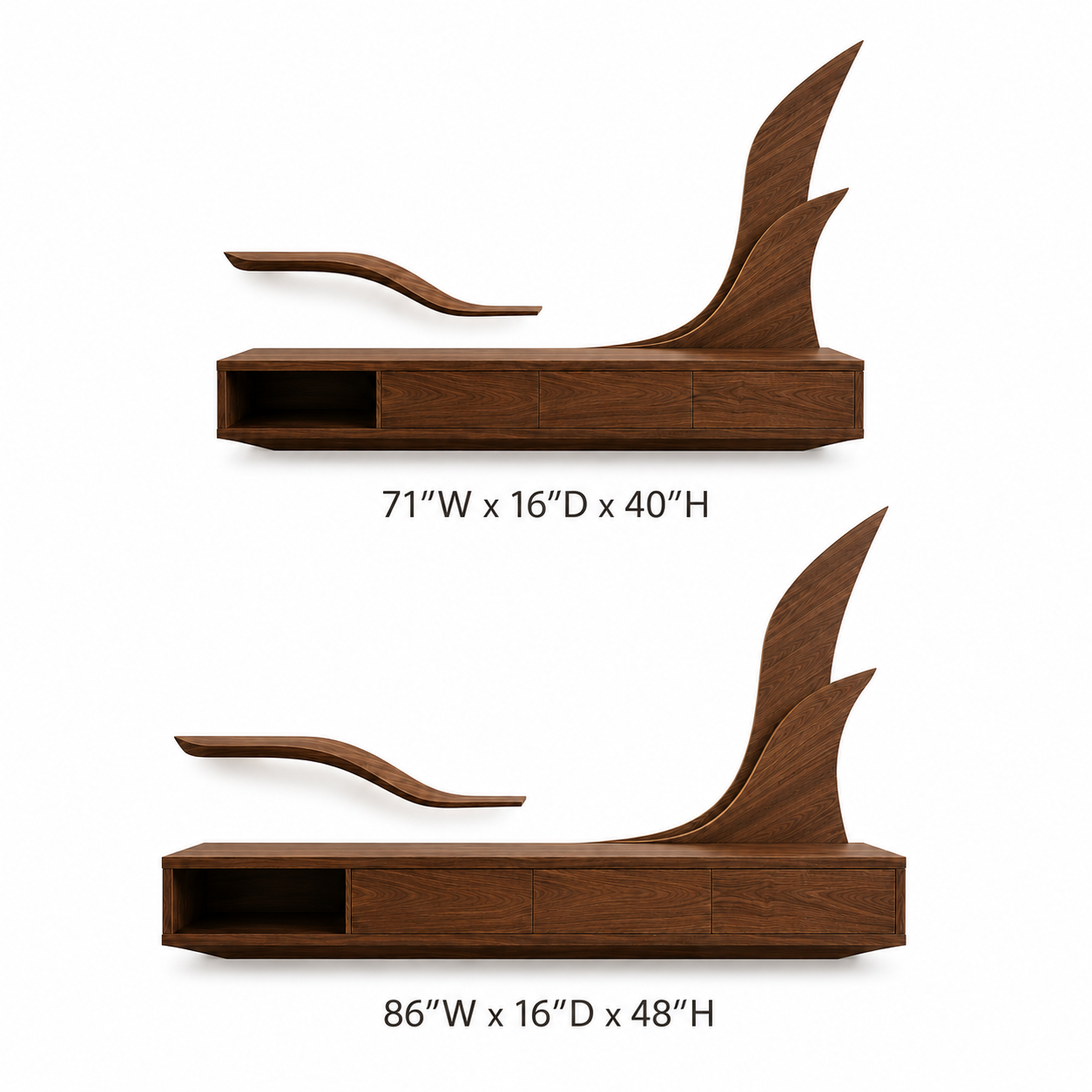 Kelden Black Inlay Solid Wood TV Console For Living Room
