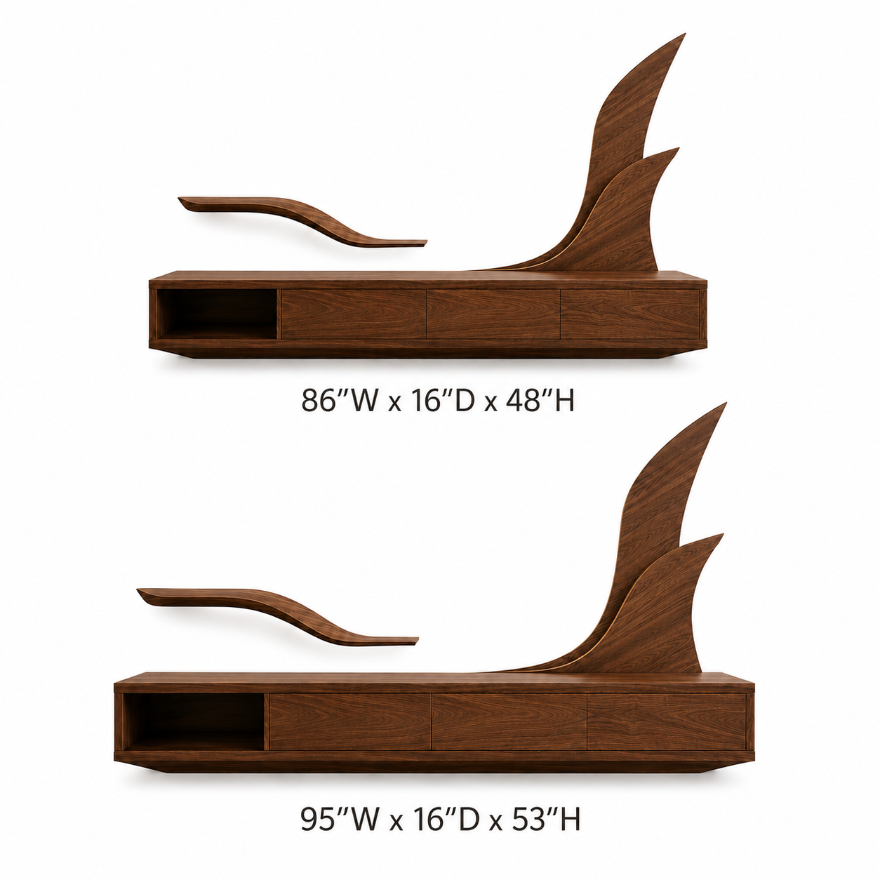 Kelden Black Inlay Solid Wood TV Console For Living Room