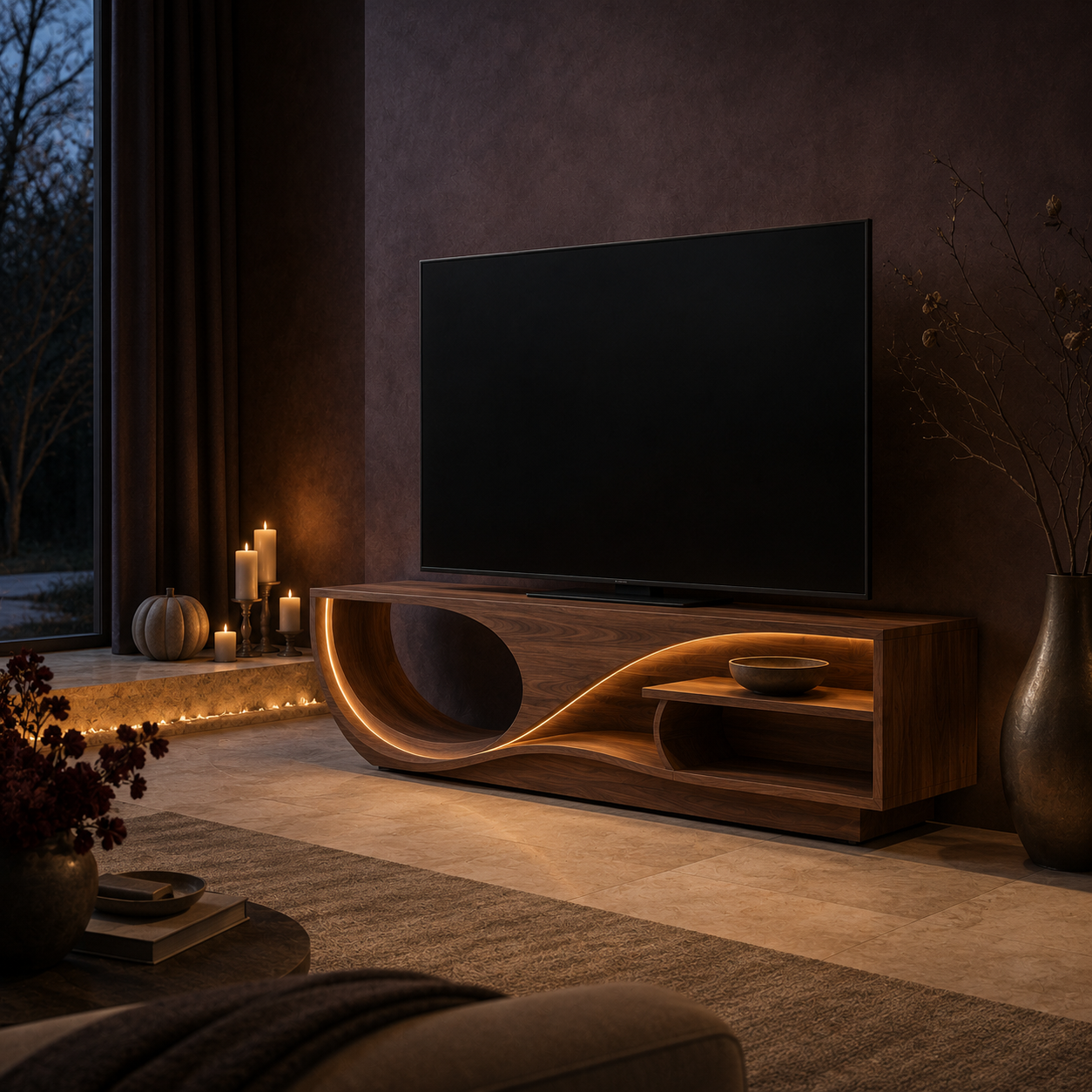 Valden Bold Accent Solid Wood TV Console For Living Room