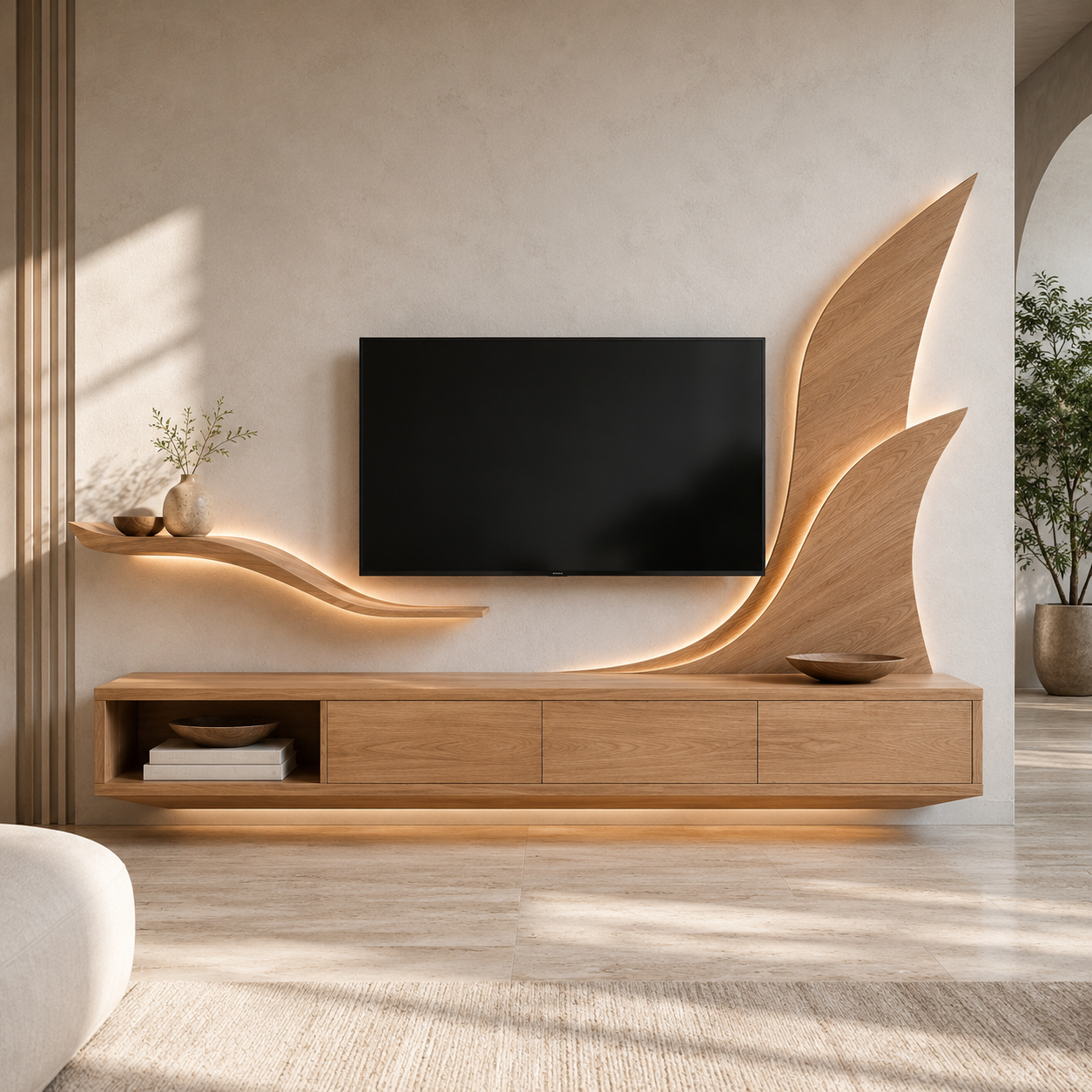 Kelden Black Inlay Solid Wood TV Console For Living Room