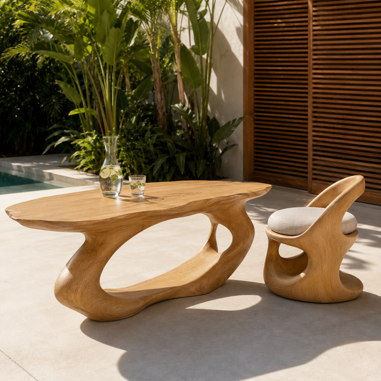 Terrano Organic Edge Solid Wood Coffee Table For Living Room