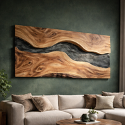Abstract Wall Sculpture with Organic Flowing Design in Natural Wood