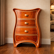 Curved Solid Wood Drawer Chest With Sculpted Silhouette