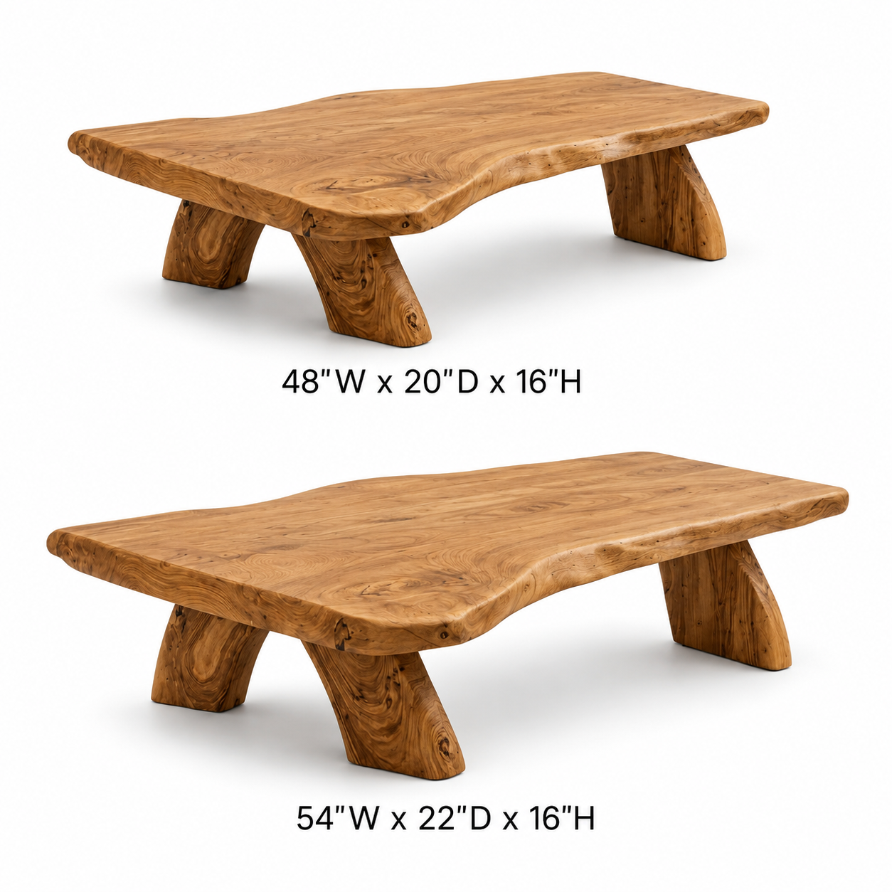 Arvion Thick Slab Solid Wood Coffee Table For Living Room