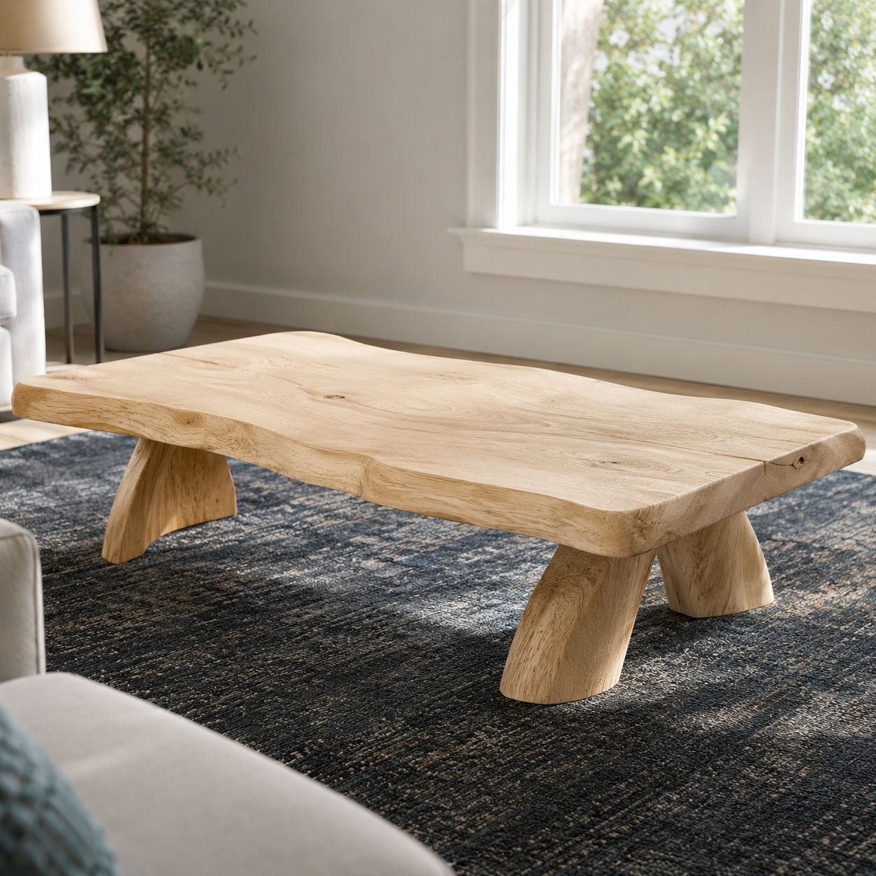 Arvion Thick Slab Solid Wood Coffee Table For Living Room