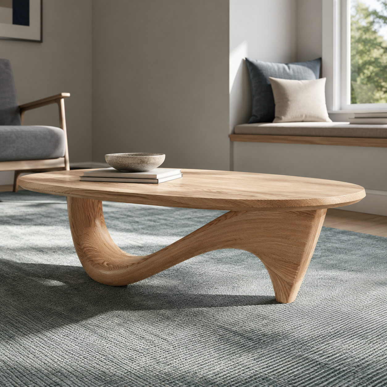 Lyra Ribbon Loop Solid Wood Coffee Table For Living Room