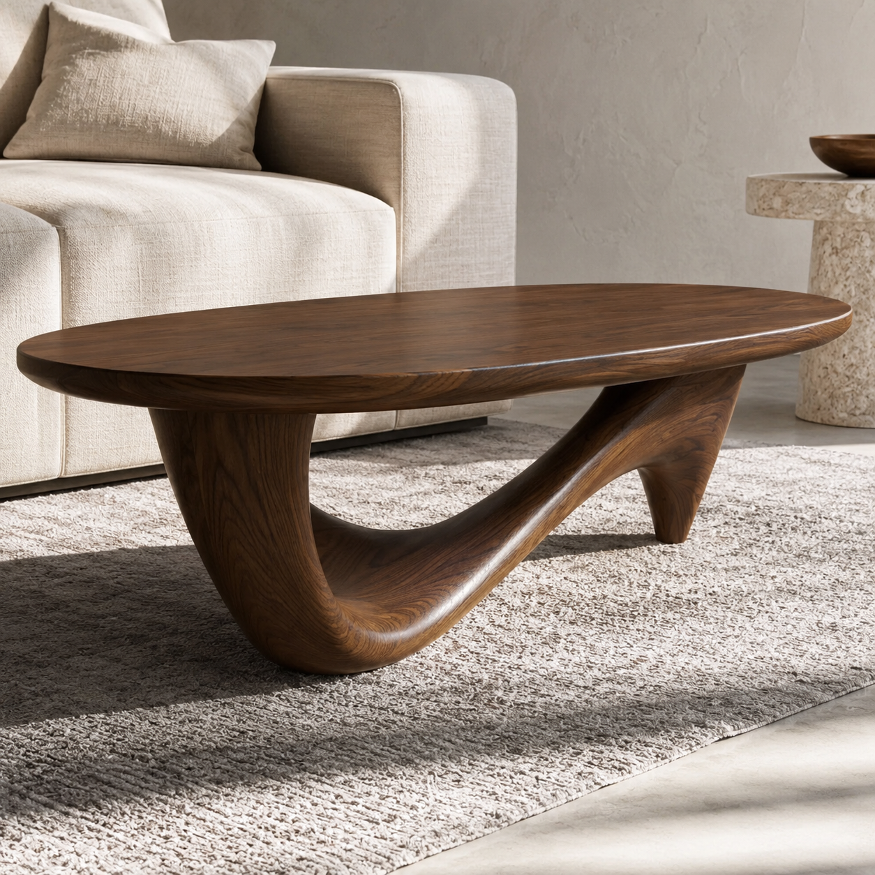 Lyra Ribbon Loop Solid Wood Coffee Table For Living Room