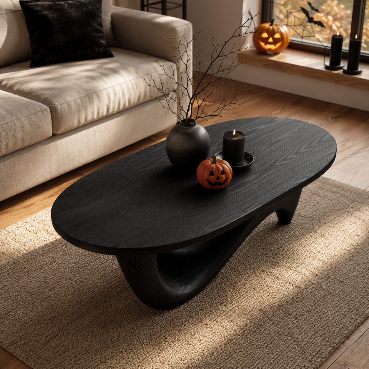 Lyra Ribbon Loop Solid Wood Coffee Table For Living Room