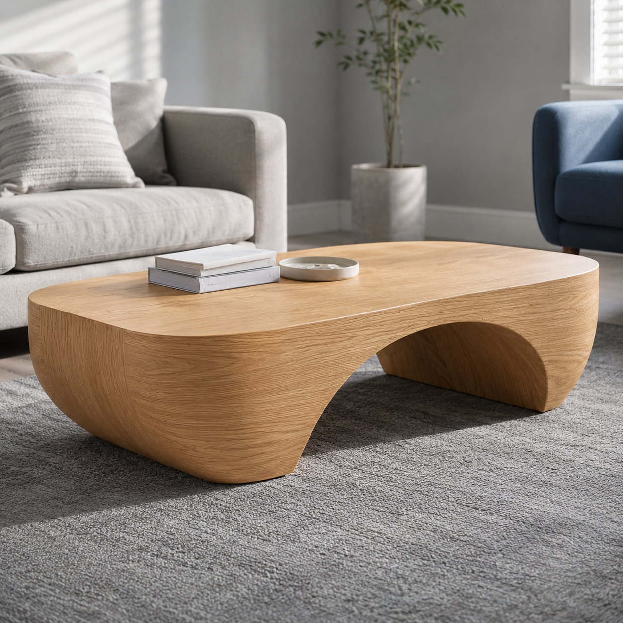 Solis Arched Bridge Solid Wood Coffee Table For Living Room
