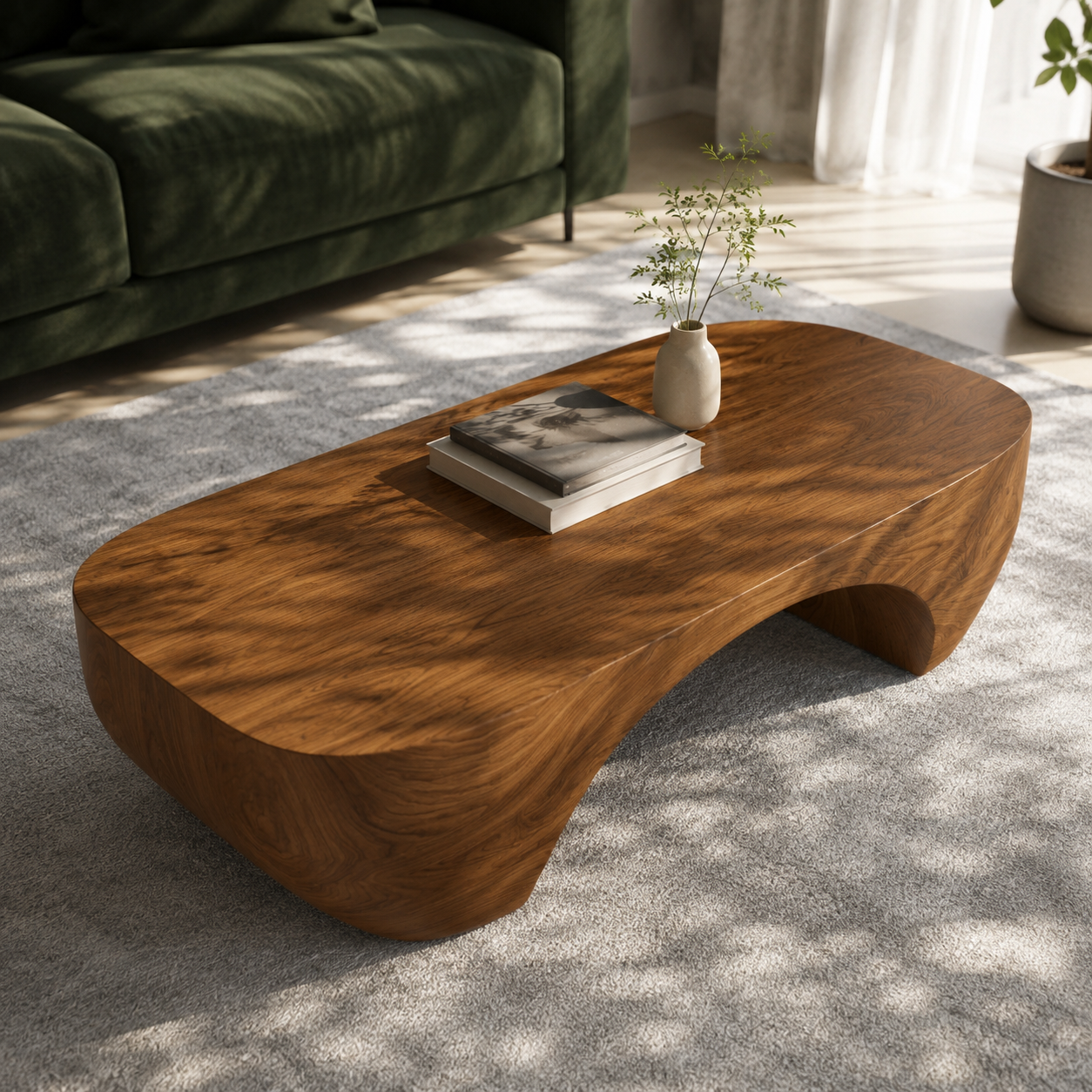 Solis Arched Bridge Solid Wood Coffee Table For Living Room