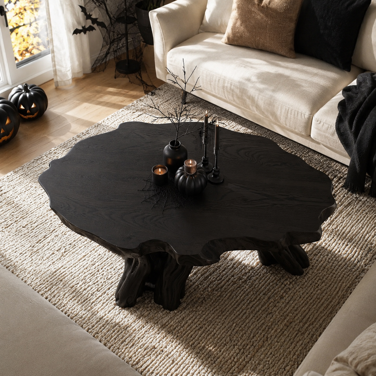Elden Root Base Live Edge Solid Wood Coffee Table For Living Room