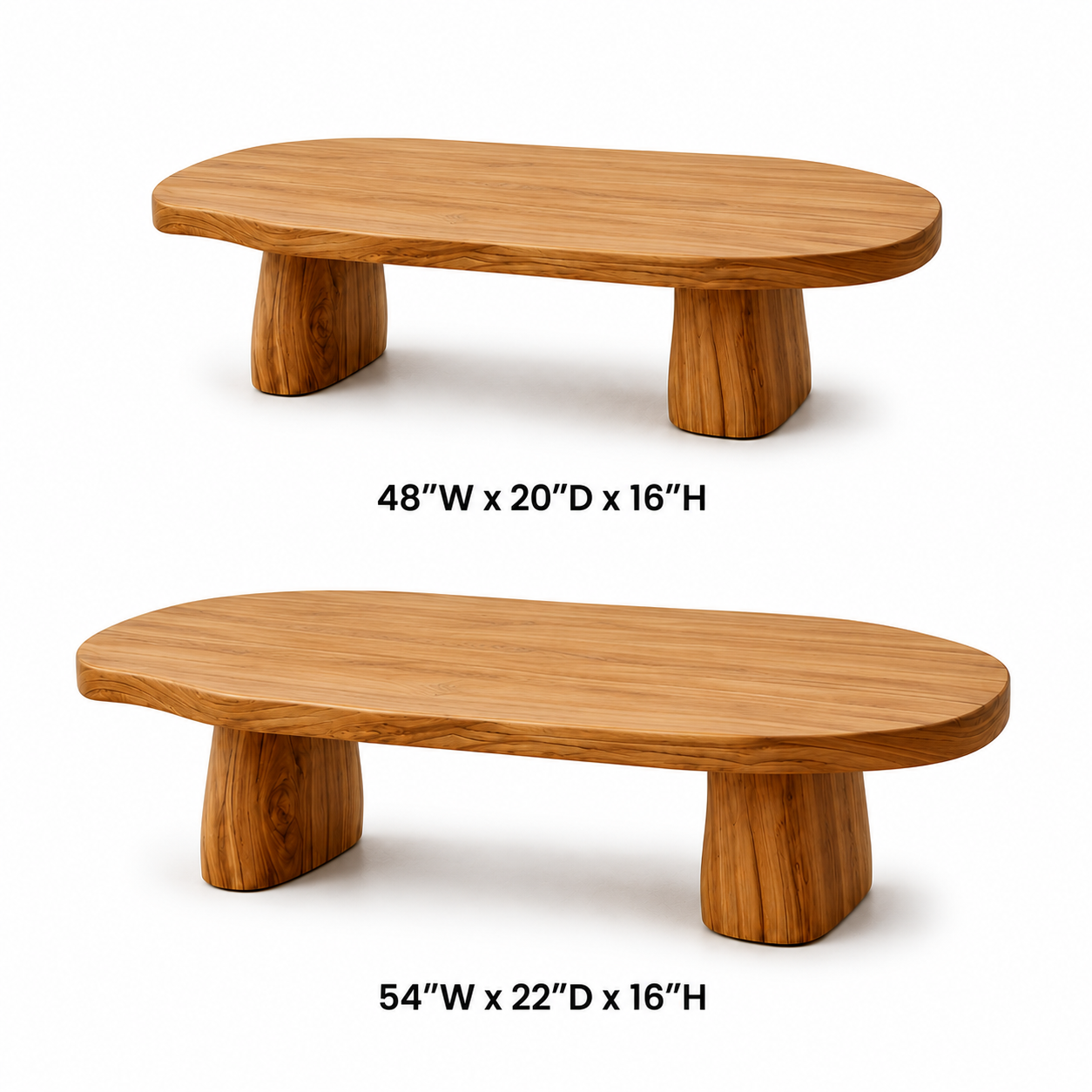 Sculptural Live Edge Slab Solid Wood Coffee Table For Living Room