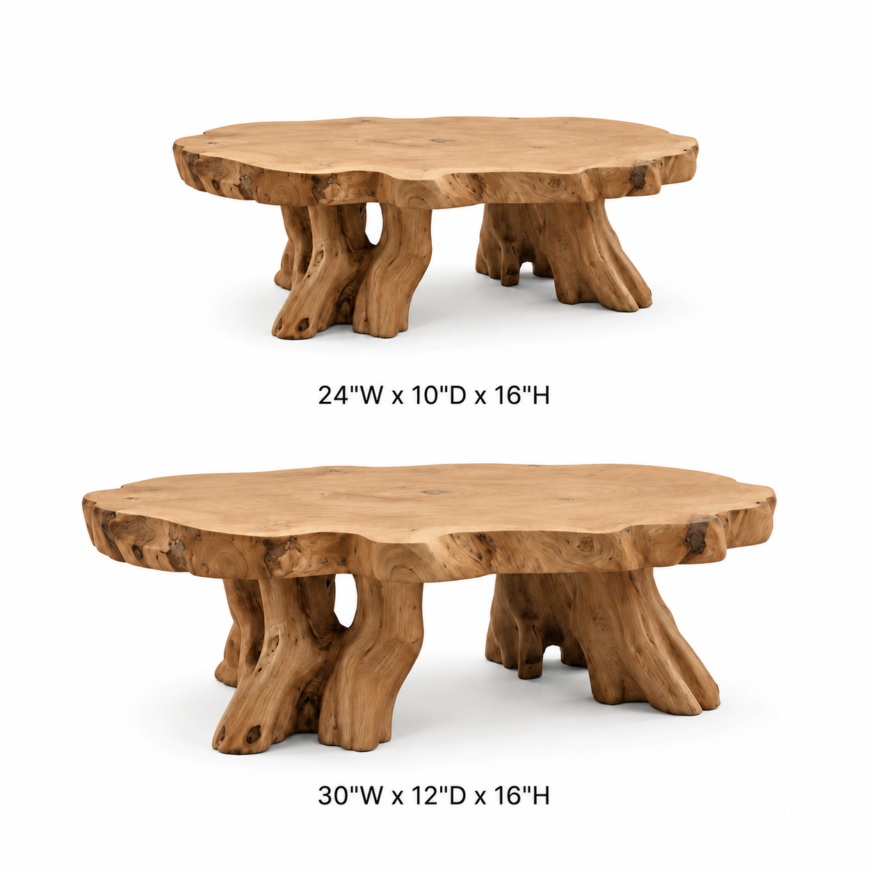 Elden Root Base Live Edge Solid Wood Coffee Table For Living Room