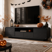 Arcova Curved Solid Wood TV Stand With Storage For Living Room