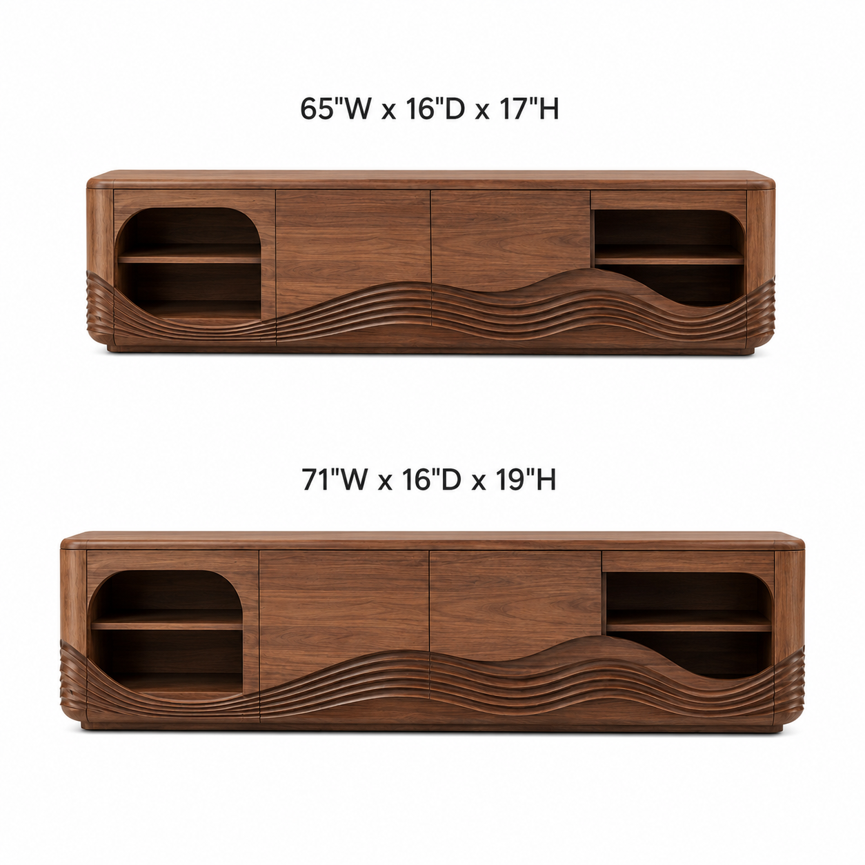 Dalton Open Shelf Solid Wood TV Console For Living Room