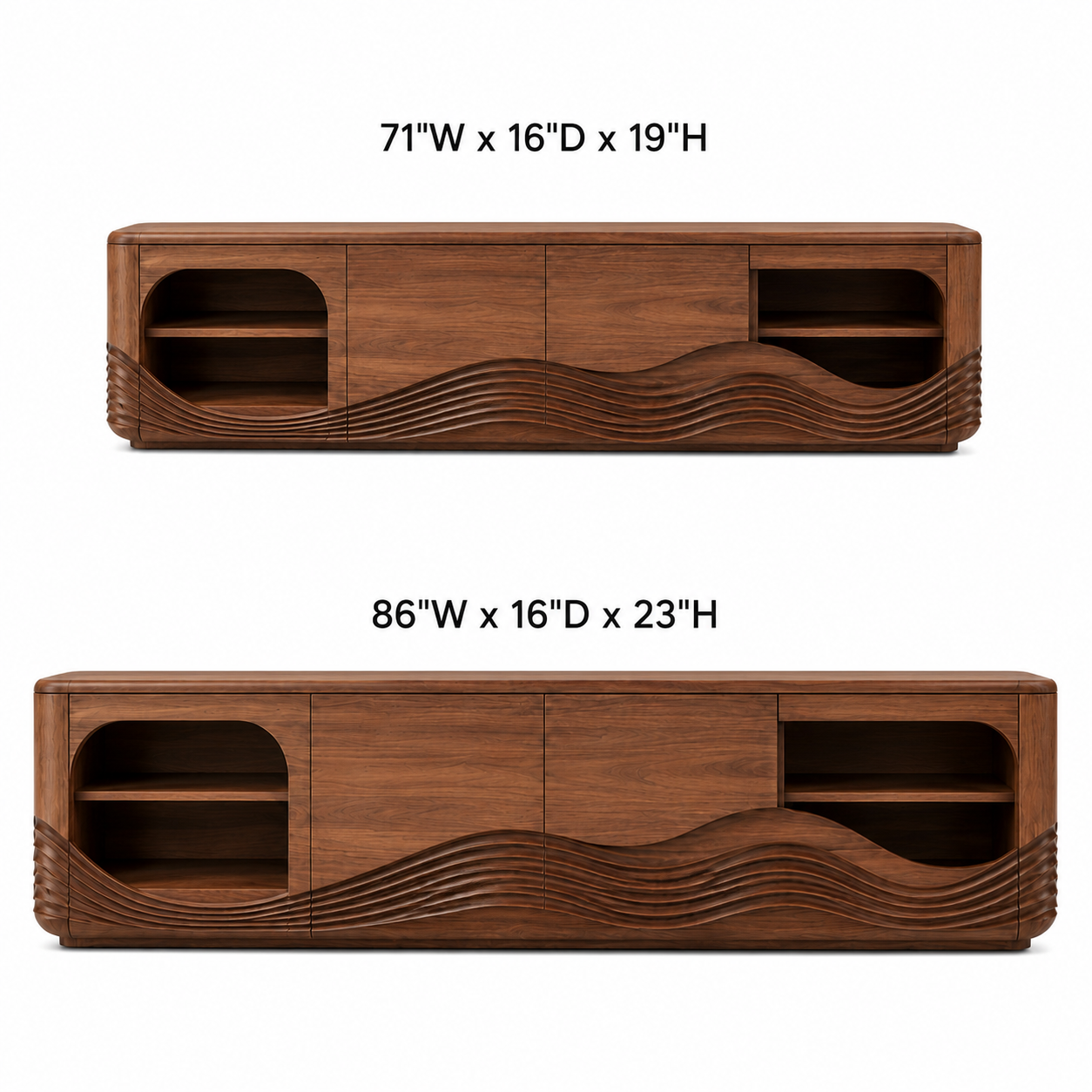 Dalton Open Shelf Solid Wood TV Console For Living Room