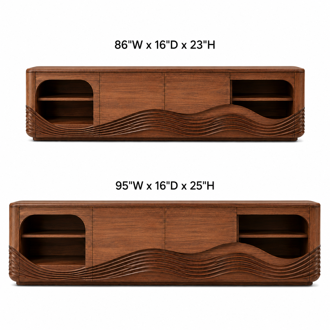Dalton Open Shelf Solid Wood TV Console For Living Room