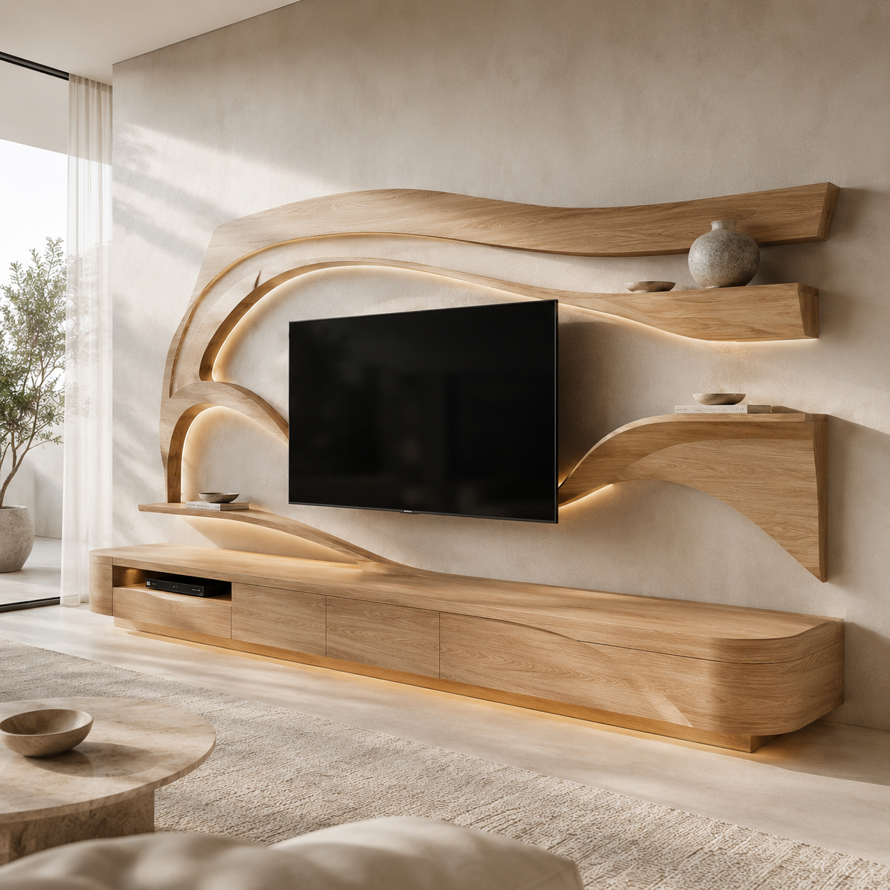 Sorello Live Edge Solid Wood TV Stand For Living Room