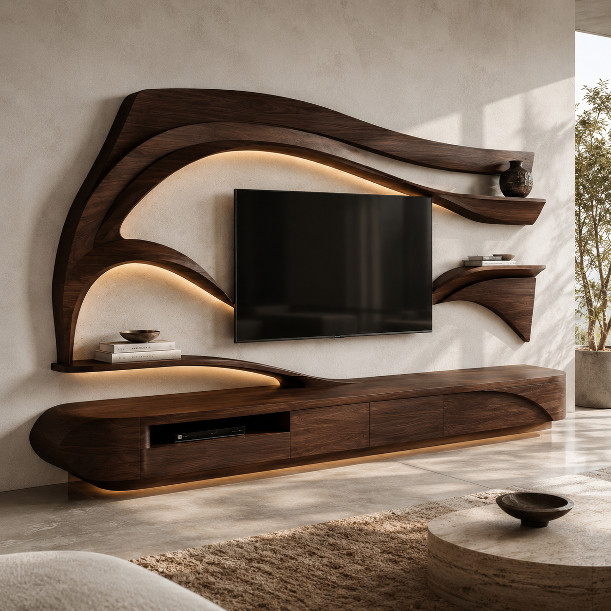 Sorello Live Edge Solid Wood TV Stand For Living Room