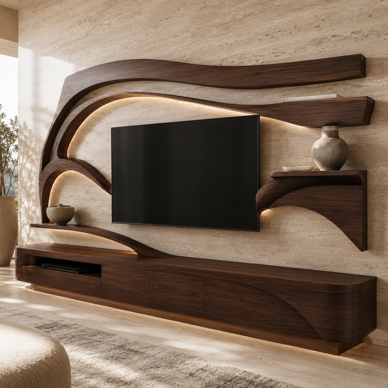 Sorello Live Edge Solid Wood TV Stand For Living Room