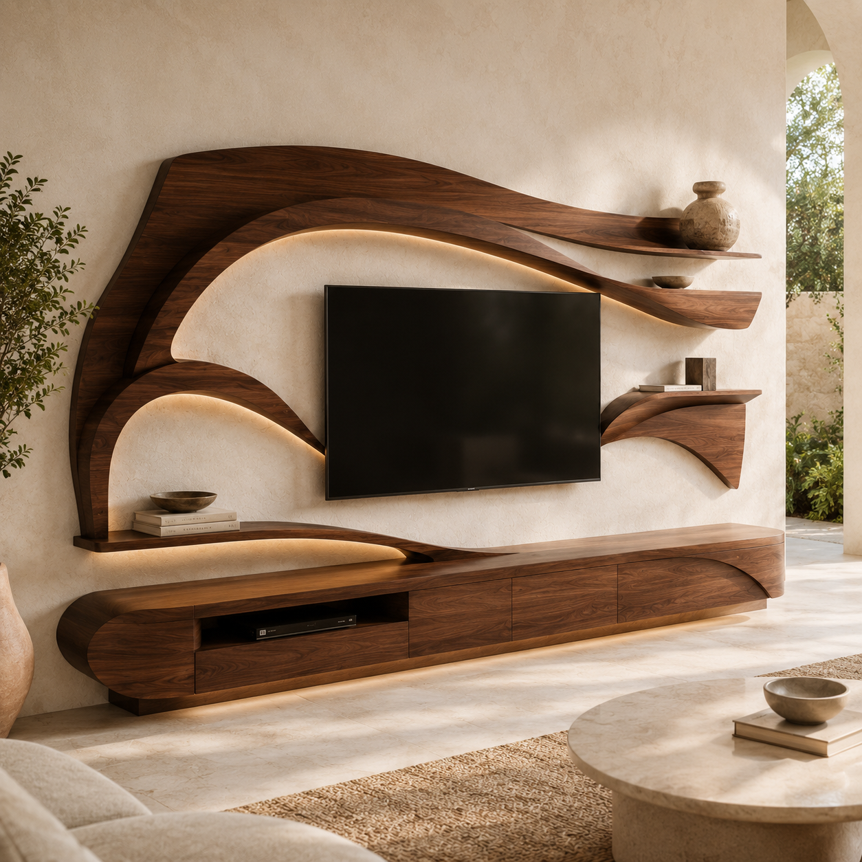 Sorello Live Edge Solid Wood TV Stand For Living Room