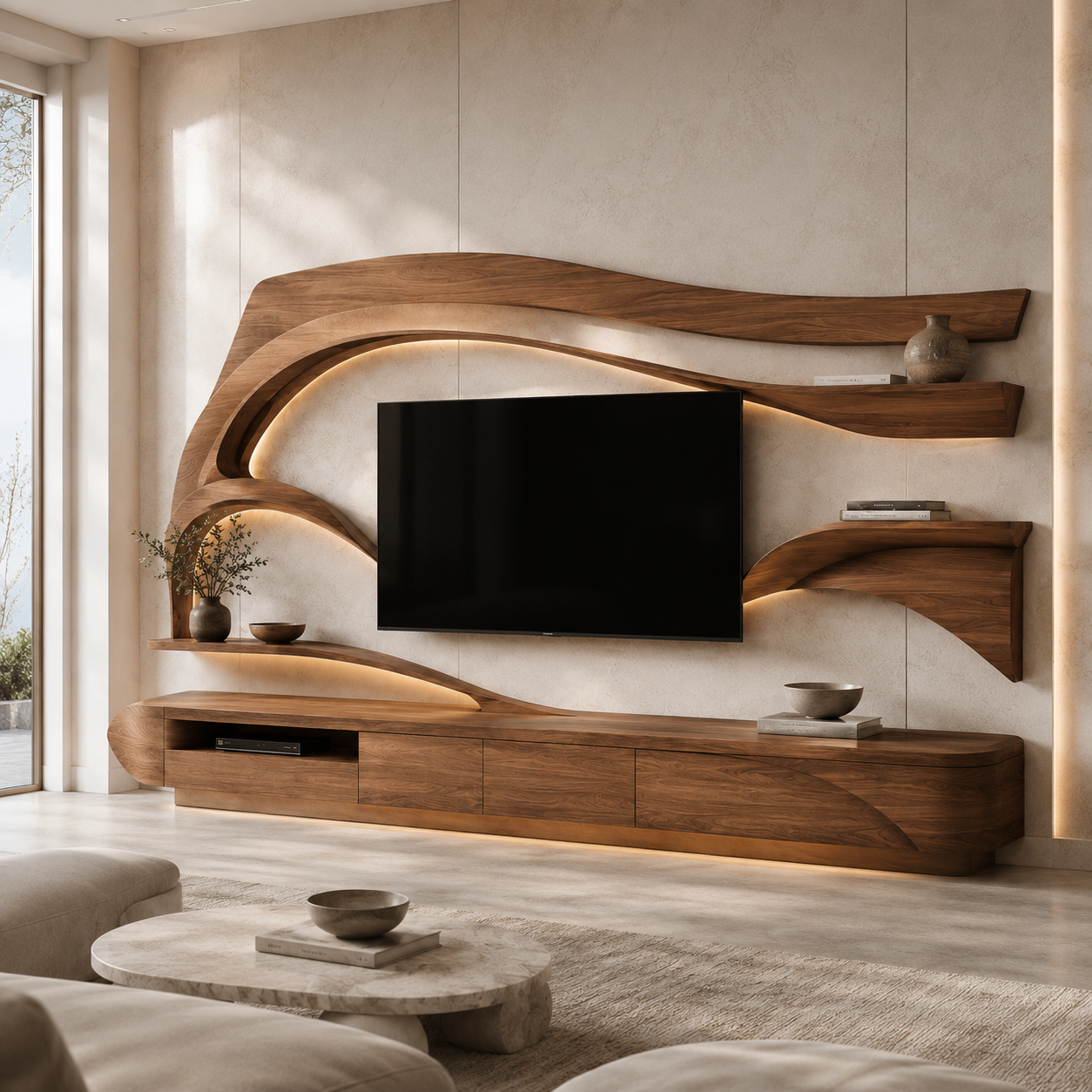 Sorello Live Edge Solid Wood TV Stand For Living Room