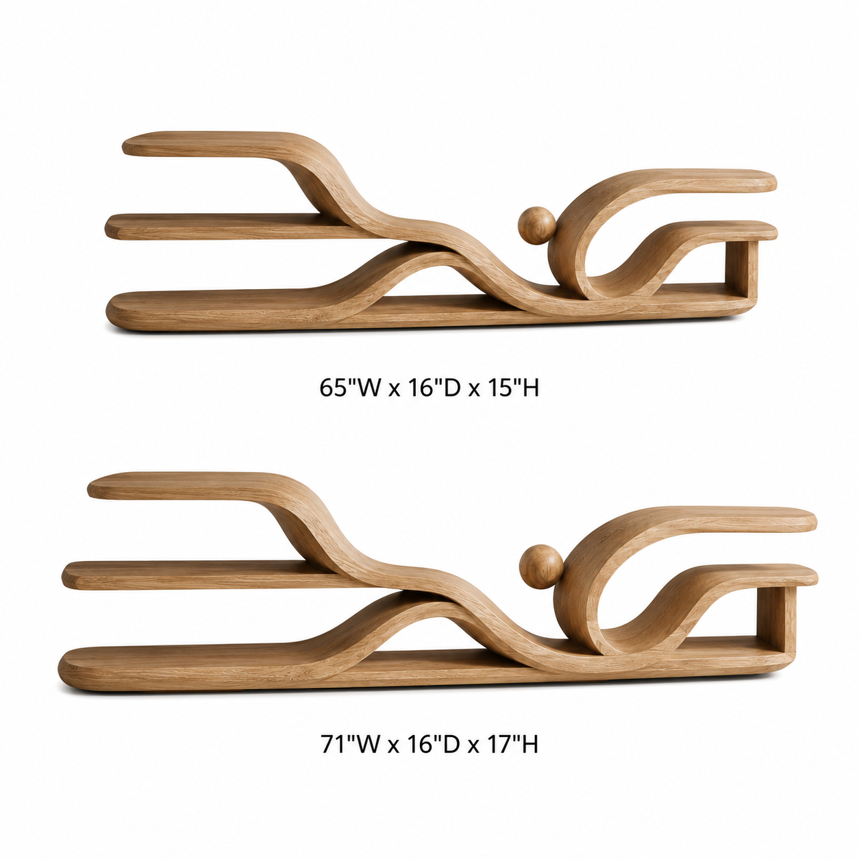 Torven Sculptural Base Solid Wood TV Stand For Living Room